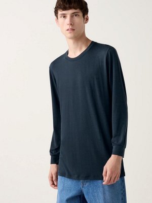 UNIQLO Heattech - тонкая термо-кофта с круглым вырезом - 69 NAVY