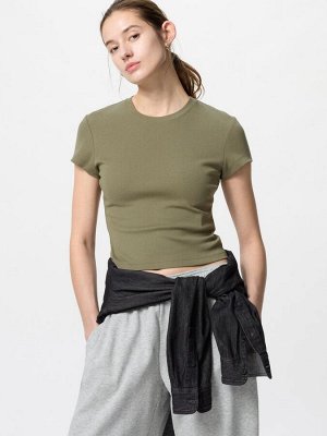 UNIQLO - базовая женская футболка - 56 OLIVE