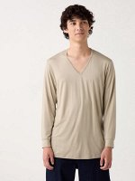 UNIQLO Heattech - тонкая термо-кофта с V-образным вырезом - 32 BEIGE
