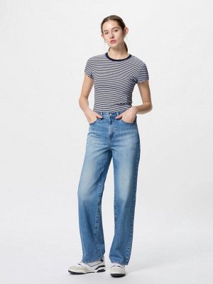 UNIQLO - укороченная футболка в мелкую полоску - 03 GRAY