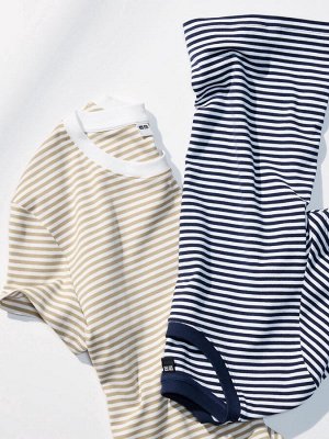UNIQLO - укороченная футболка в мелкую полоску - 69 NAVY