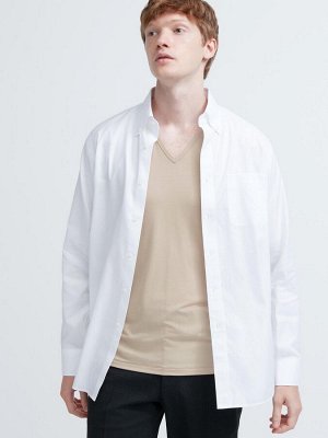 UNIQLO Heattech - тонкая термо-футболка с V-образным вырезом - 09 BLACK