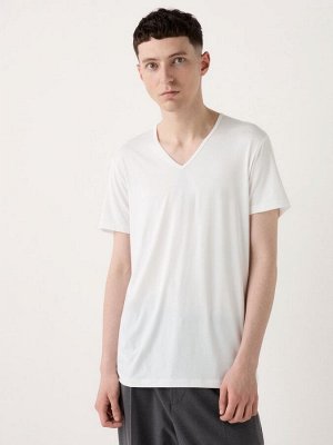 UNIQLO Heattech - тонкая термо-футболка с V-образным вырезом - 00 WHITE