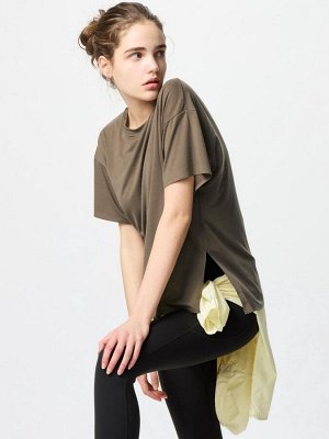 UNIQLO AIRism - базовая бесшовная футболка - 33 KHAKI