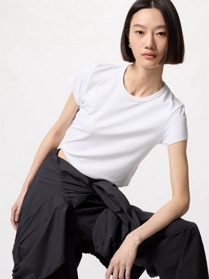 UNIQLO AIRism - мягкая укороченная футболка - 00 WHITE