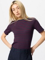 UNIQLO - хлопковая футболка в полоску с рукавом 3/4 - 69 NAVY