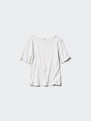 UNIQLO - хлопковая футболка в рубчик с рукавом 3/4 - 13 RED