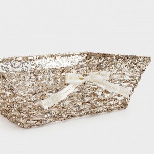 Корзина декоративная, 25х20 см, пластик/металл, прямоугольная, шампань, Frosty sparks