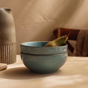 Набор мисок фарфоровых SL Home «Аззура», 1.2 л, d=18.5 см, голубой