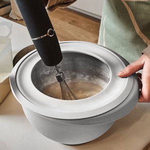 Миска с крышкой для взбивания миксером 5,3 л, цвет серый «Кулинар»