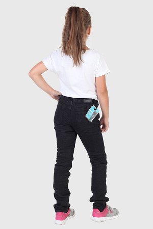 Черные детские джинсы – прямой крой, петли на ремне №702