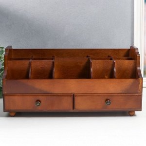 Шкатулка для украшений, косметики, дерево, 2 ящика, коричневый, 35х16,5х17 см