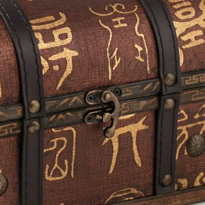 Шкатулка для украшений «Сундук. Китайские огурцы на красном», дерево, 20?15?15.5 см