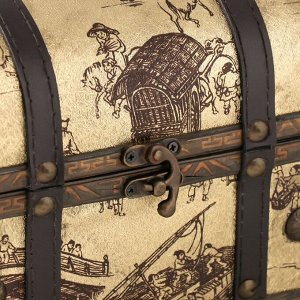 Шкатулка для украшений «Сундук. Китайские огурцы на красном», дерево, 20?15?15.5 см