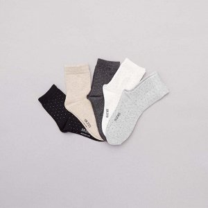 5 пар носков в горошек - серый