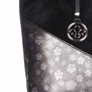 Сумка Размер В26 х Д28(max 36)х Ш 14 Элегантная сумка, выполнена из трёх видов кож. Кожа Argento придаёт дизайну модели контраст и объёмность, а серебристые переливы в сочетании с чёрным бархатом нату