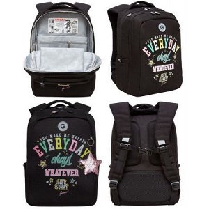 Рюкзак школьный RG-466-5/1 "Everyday" черный 26х39х17 см