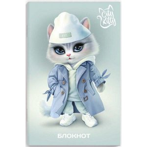 Блокнот 120х185 мм 40л в точку "КОШЕЧКА В ПЛАЩЕ" 69624 Феникс