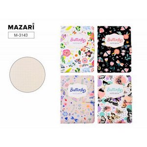 Блокнот 178х130 мм 112л клетка "БАБОЧКИ" обложка soft-touch M-3143 Mazari