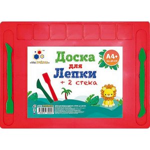 Доска для лепки А4 цветная + 2 стека, отделения для пластилина ДЛ-02П Пчелка