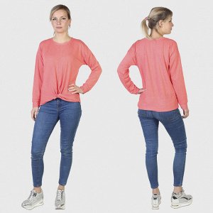 Женский нежно-розовый пуловер Eyeshadow – эффектная имитация подвязанного низа №4011
