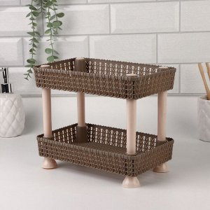Органайзер для хранения косметики, двухуровневый, 24x15x20 см, МИКС