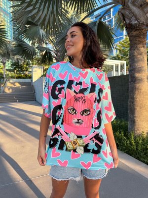 Футболка Bona Fashion: OVERSIZE T-shirt "Meow Criminal"