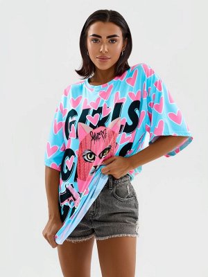 Футболка Bona Fashion: OVERSIZE T-shirt "Meow Criminal"