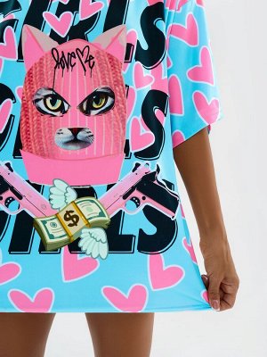 Футболка Bona Fashion: OVERSIZE T-shirt "Meow Criminal"
