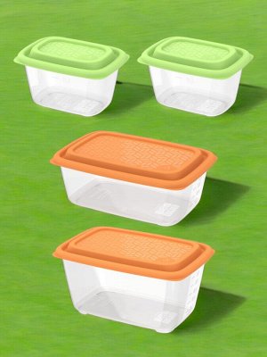 Контейнеры для хранения продуктов универсальных, набор, «Гурман» №1 (СВЧ/Заморозка) (0,45л×2; 1,1л; 1,5л) (4 шт)