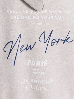 Худи мужское серое с надписью New York