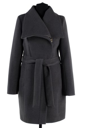 02-1378 Пальто женское утепленное (пояс) Пальтовая ткань серый