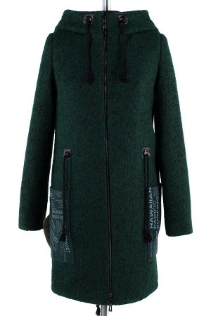 *Пальто женское утепленное (пояс) Букле. Цвет Темно-зеленый