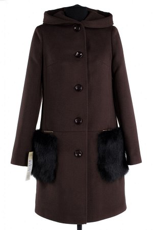 02-1323 Пальто женское утепленное Пальтовая ткань шоколад