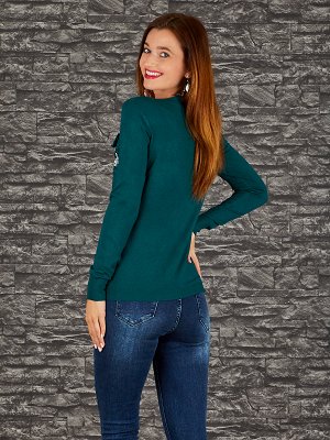 Свитер Состав: 50% Viscose, 45% Modal, 5% Spandex Цвет: dark green Длина: 56 Длина рукава: 61. Стразы.