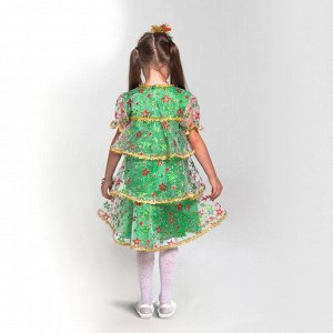 Карнавальный костюм "Ёлочка в звёздах", органза, платье, ободок, р-р 28, рост 98-104 см