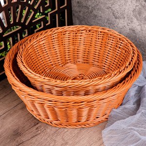 XS Корзина сервировочная для фруктов, хлеба и выпечки. Круглая. из полиротанга