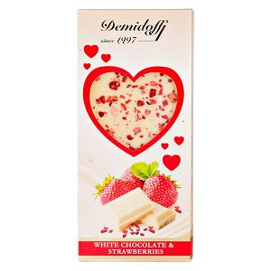 Шоколад A&A Demidoff СЕРДЦЕ Белый с клубникой 80 г 1/10