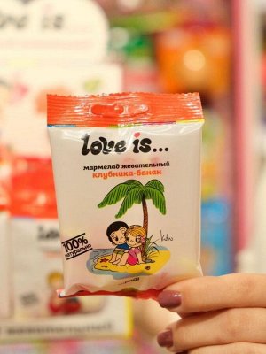 Жевательный мармелад в виде сердца Love is со вкусом клубника-банан / Лав Из 25 гр