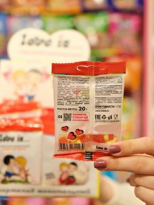 Жевательный мармелад в виде сердца Love is со вкусом клубника-банан / Лав Из 25 гр