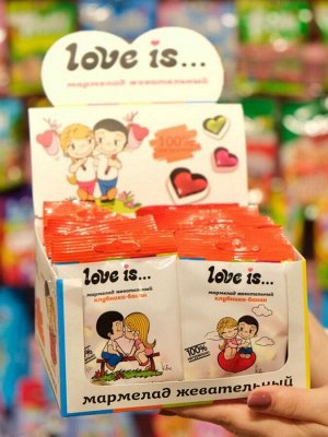 Жевательный мармелад в виде сердца Love is со вкусом клубника-банан / Лав Из 25 гр