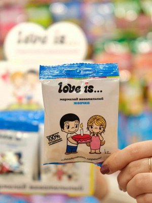 Жевательный мармелад в виде сердца Love is со вкусом со вкусом жвачки Лав Из 25 гр