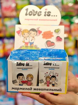 Жевательный мармелад в виде сердца Love is со вкусом со вкусом жвачки Лав Из 25 гр