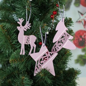 Подвеска новогодняя "Новогоднее волшебство", цвет розовый, МИКС