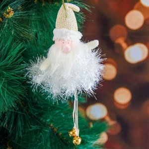 Мягкая подвеска "Дед Мороз в колпаке - пушинка" 15 см
