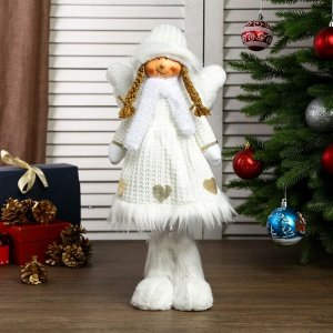 Кукла интерьерная "Ангел-девочка в белом платье с сердечками" 50 см