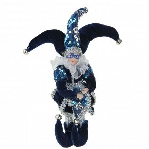 Новогоднее украшение "Шут с маской" в синем камзоле