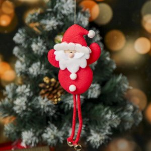 Мягкая подвеска "Дед Мороз с помпошками" 6,5*20 см красный