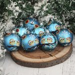 Набор шаров пластик d-6 см, 8 шт &quot;Совята&quot; голубой