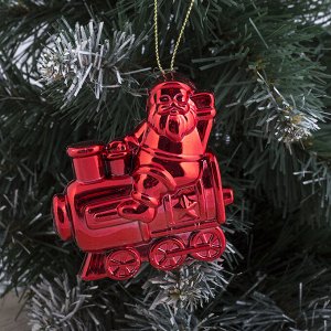 Украшение ёлочное "Дед Мороз на паровозе" (набор 4 шт) 7х6,5 см красный
